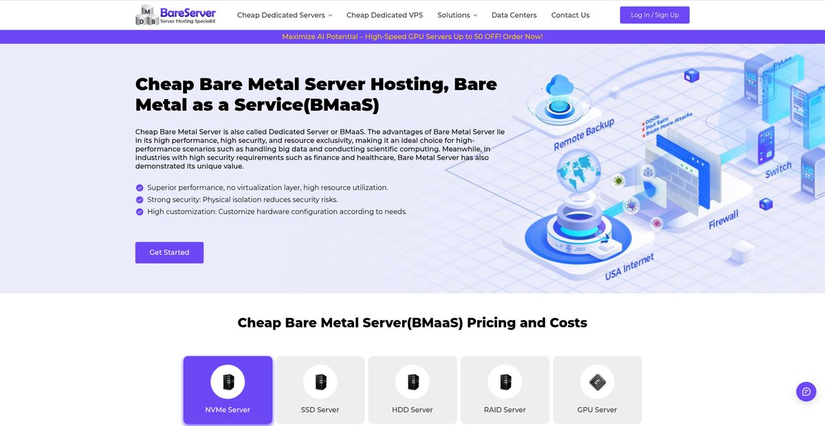 Cheap Bare Metal Hosting, Bare Metal as a Service(BMaaS) Screenshot