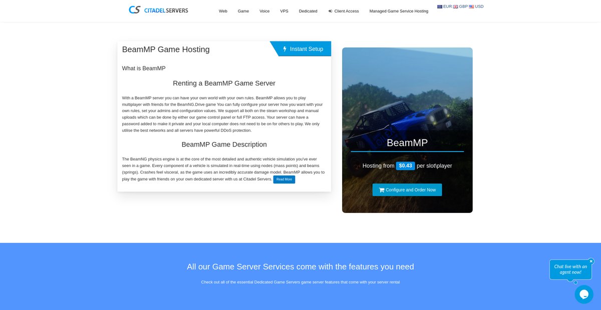 BeamMP Game Server Hosting | Citadel Servers Screenshot