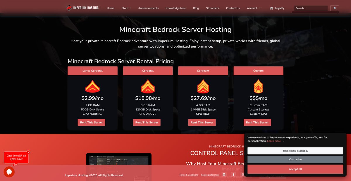 Minecraft Bedrock Server Hosting Screenshot