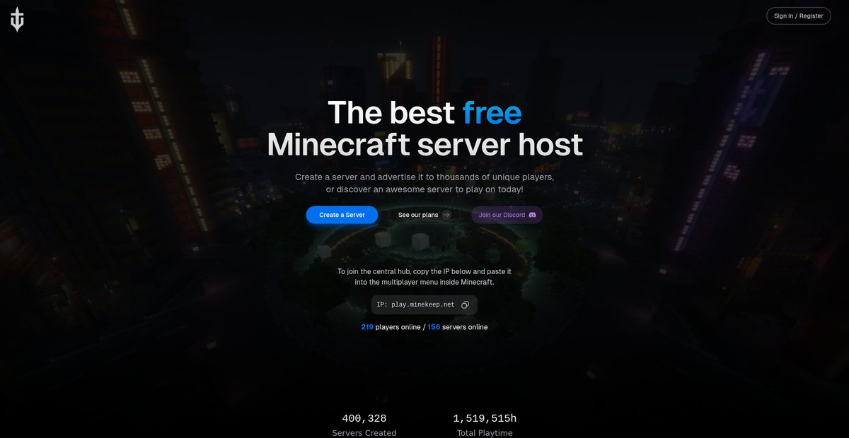 MineKeep - Free Minecraft Server Hosting Screenshot