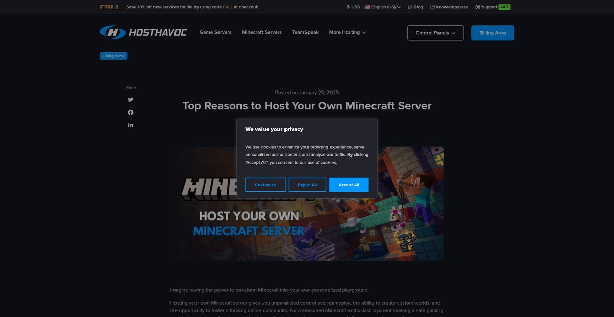 Top Reasons to Host Your Own Minecraft Server Screenshot