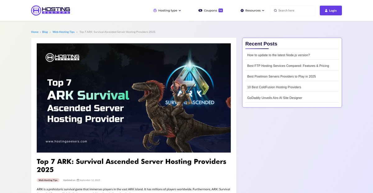 Top 7 ARK: Survival Ascended Server Hosting Providers Screenshot