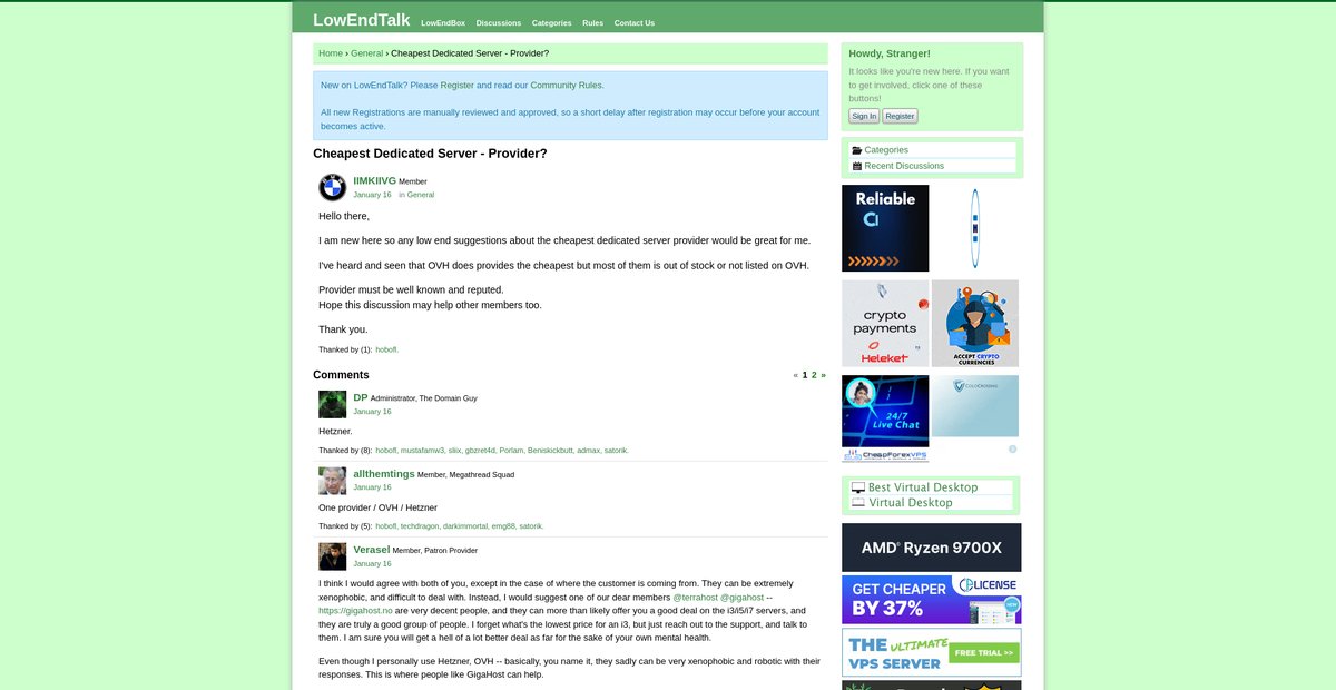 Cheapest Dedicated Server - Provider? Screenshot