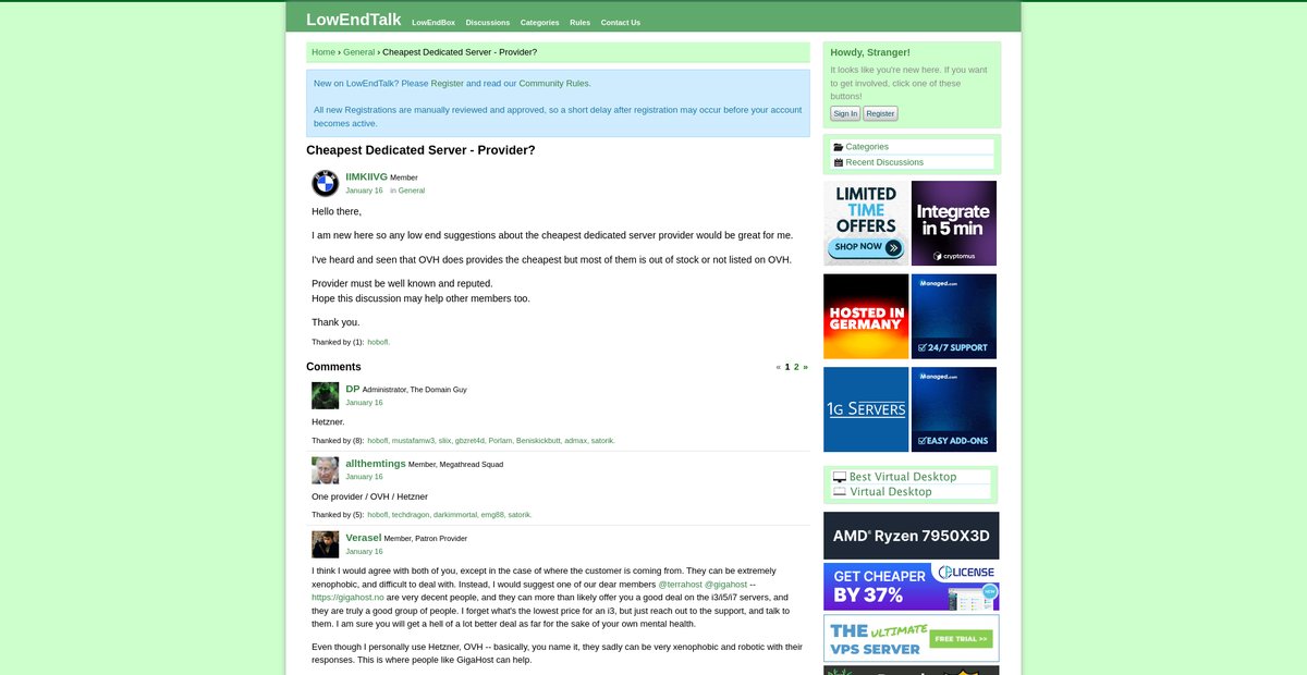 Cheapest Dedicated Server - Provider? Screenshot