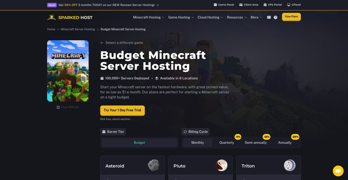Budget Minecraft Server Hosting Screenshot
