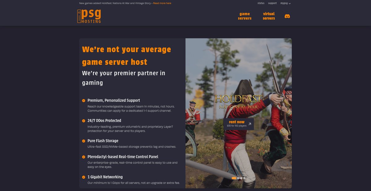 PSG Hosting | Premium Game Server Hosting Screenshot