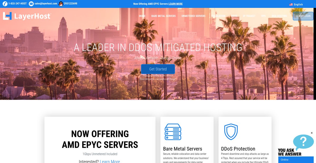 DDoS Mitigated Dedicated Servers | Colocation | VPS Hosting Screenshot