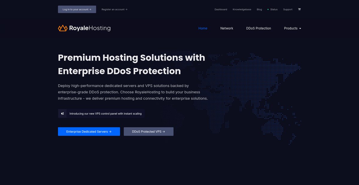 RoyaleHosting: Enterprise Dedicated Servers & DDoS ... Screenshot