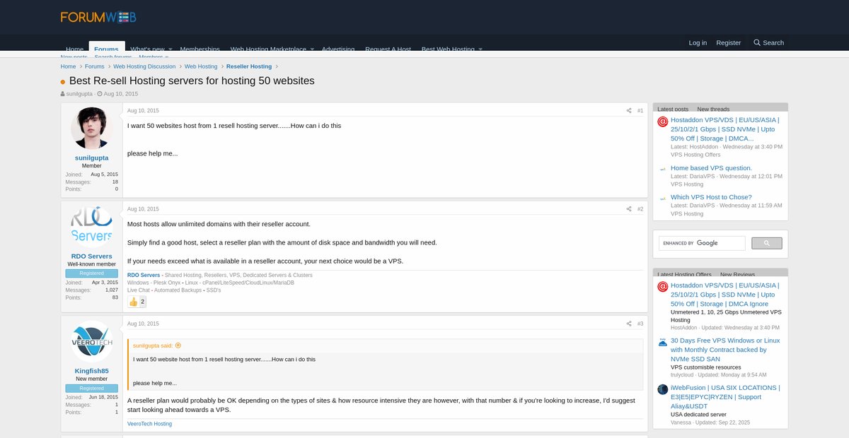 Best Re-sell Hosting servers for hosting 50 websites Screenshot