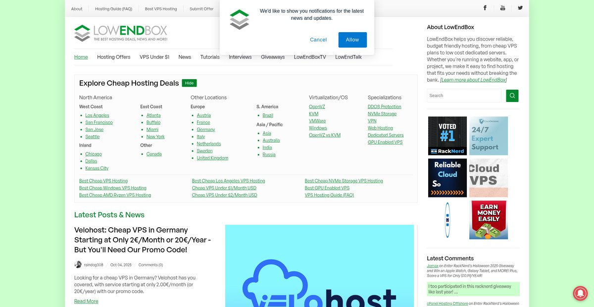 LowEndBox - Cheap VPS, Dedicated Servers and Hosting ... Screenshot