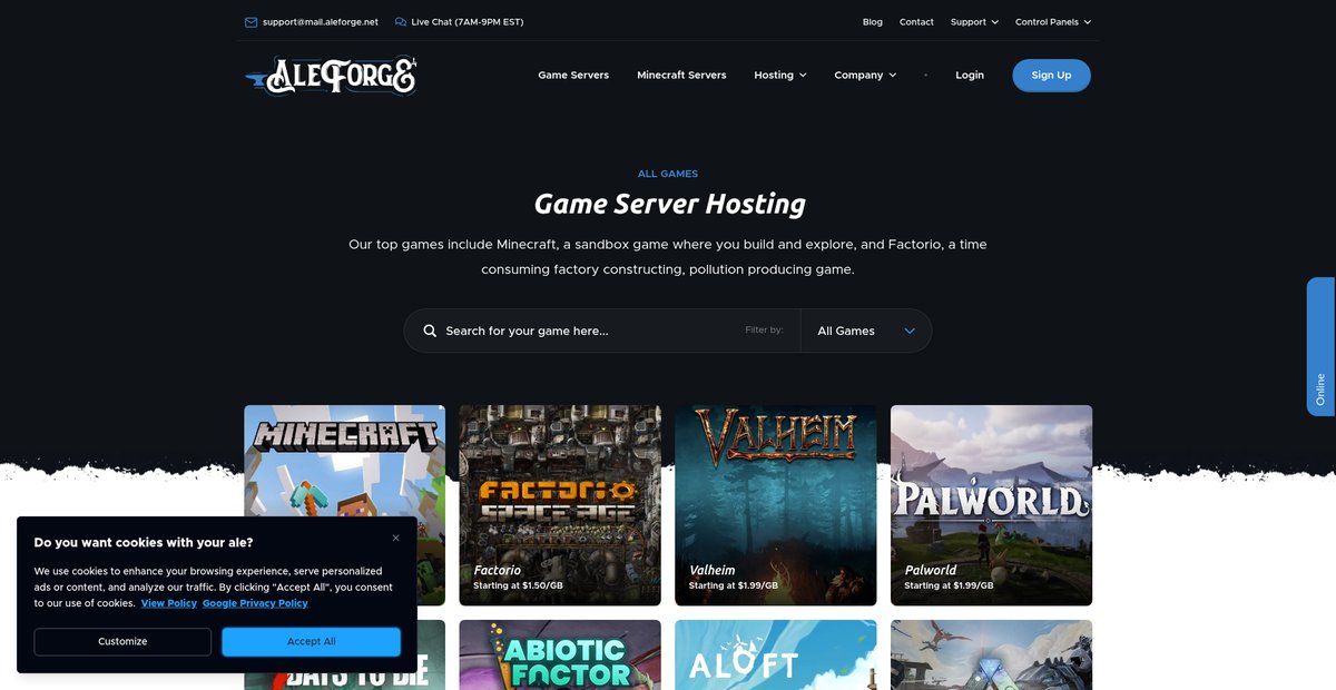 Game Server Hosting Screenshot