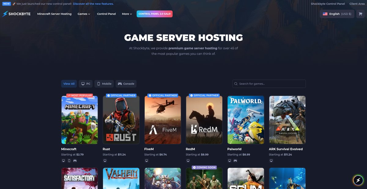 Game Server Hosting Screenshot