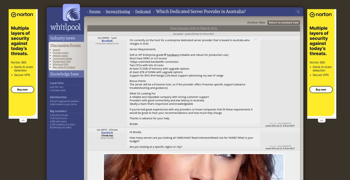 Which Dedicated Server Provider in Australia? Screenshot