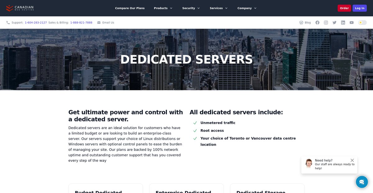 Dedicated Hosting Screenshot
