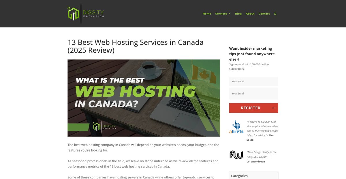 13 Best Web Hosting Services in Canada (2025 Review) Screenshot