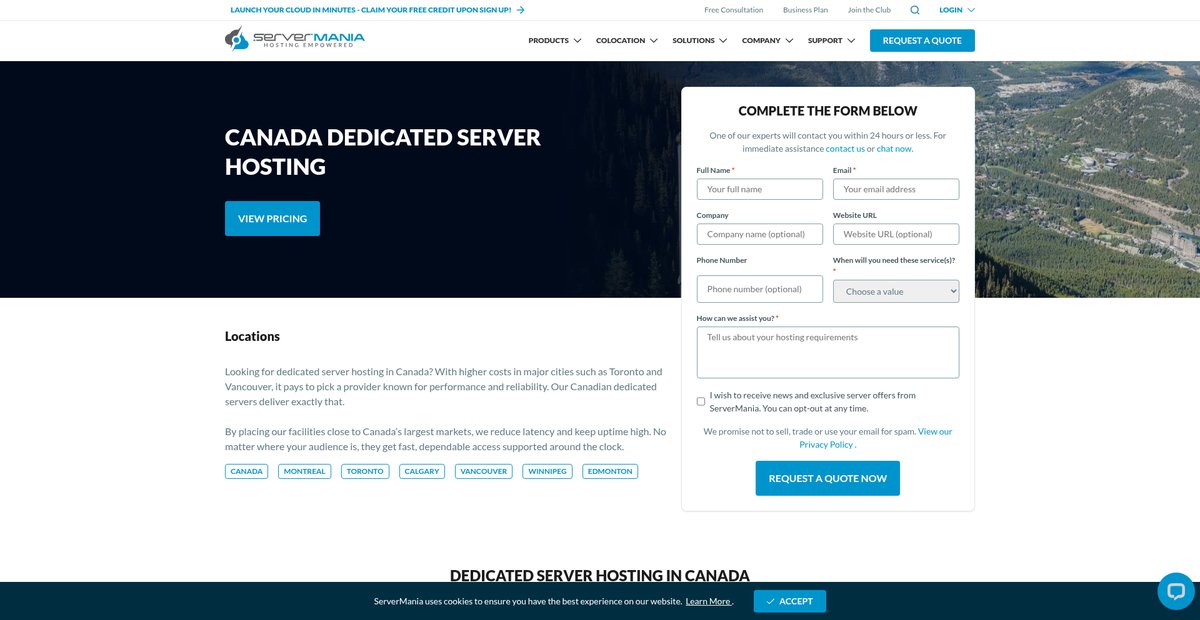 Canada Dedicated Servers Hosted by a Canadian Company Screenshot
