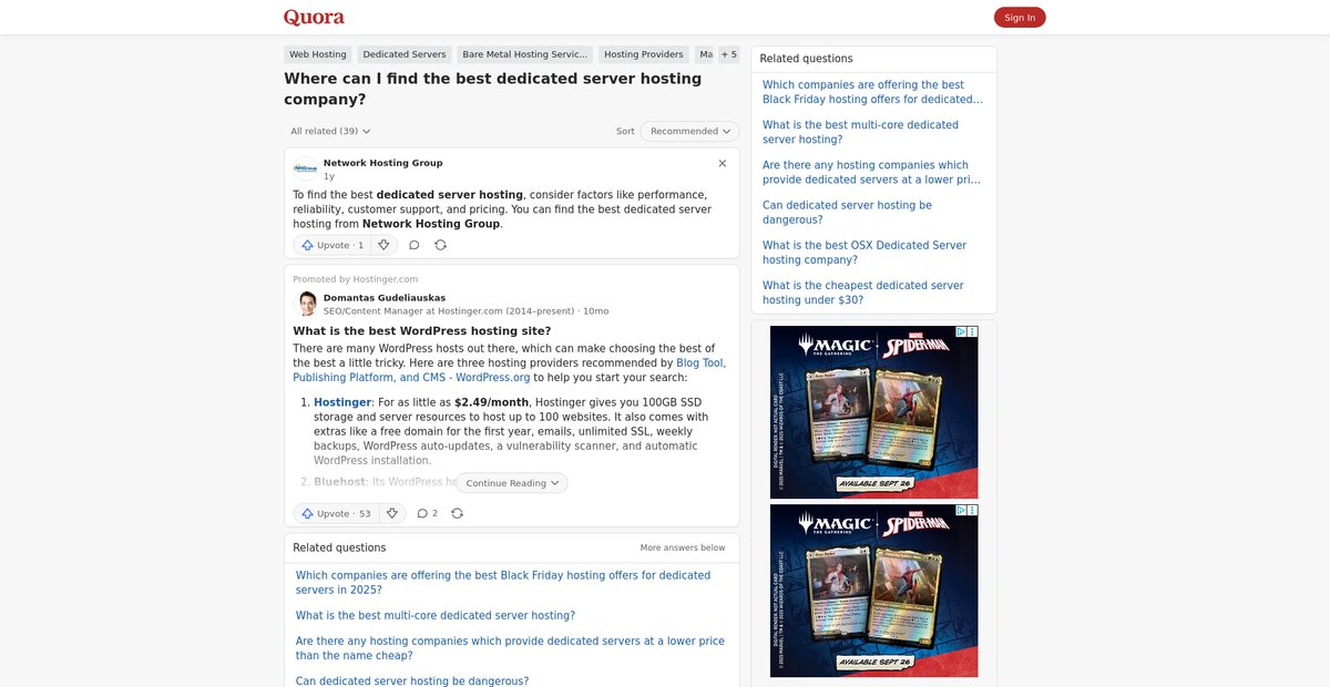 Where can I find the best dedicated server hosting company? Screenshot
