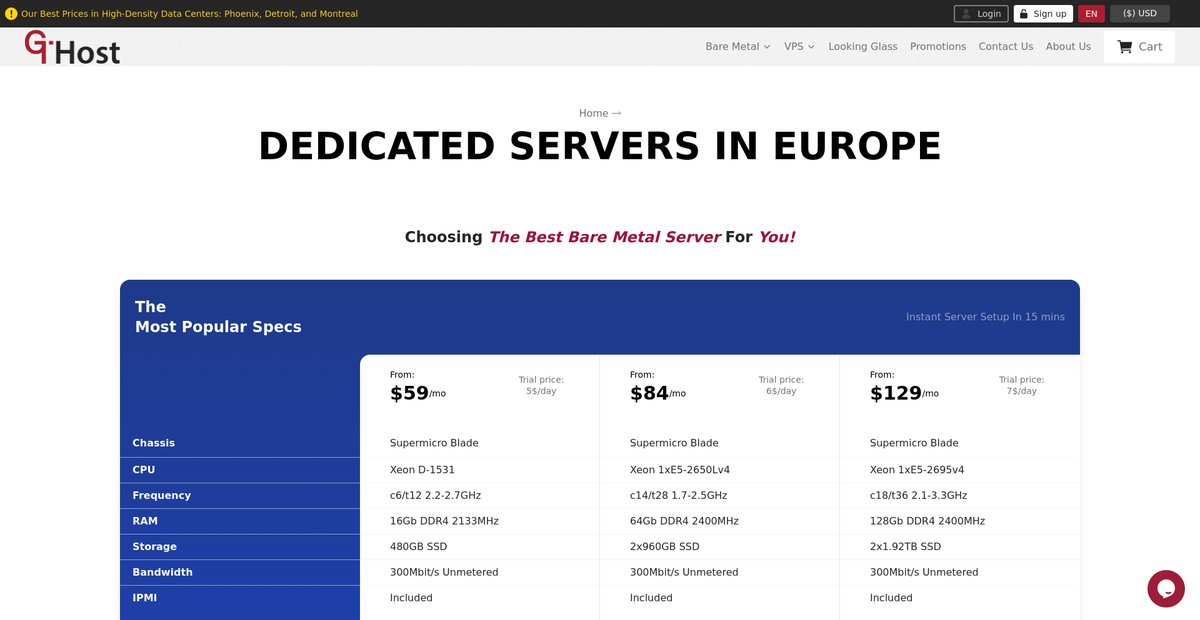 Instant Dedicated Servers - Best Hosting in Europe Screenshot