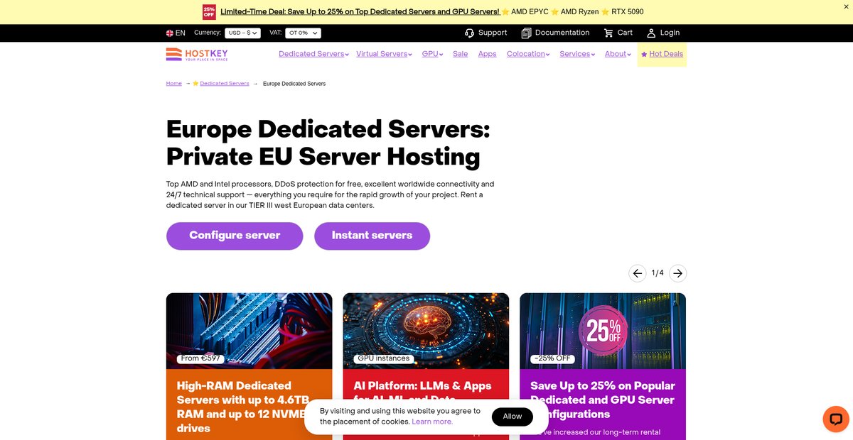 Europe Dedicated Server Hosting Screenshot
