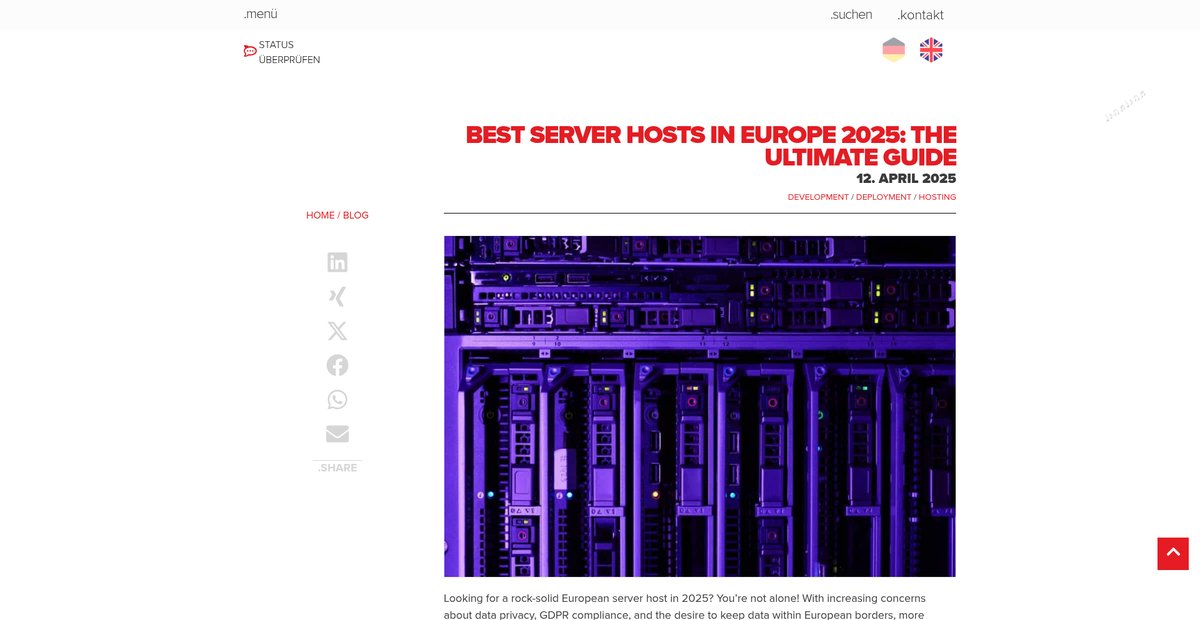 Best Server Hosts in Europe 2025: The Ultimate Guide Screenshot