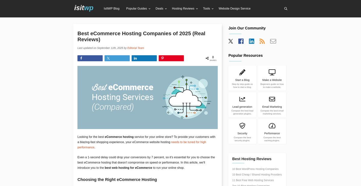 Best eCommerce Hosting Companies of 2025 (Real ... Screenshot
