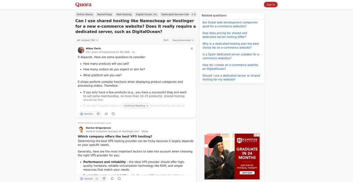 Can I use shared hosting like Namecheap or Hostinger for ... Screenshot
