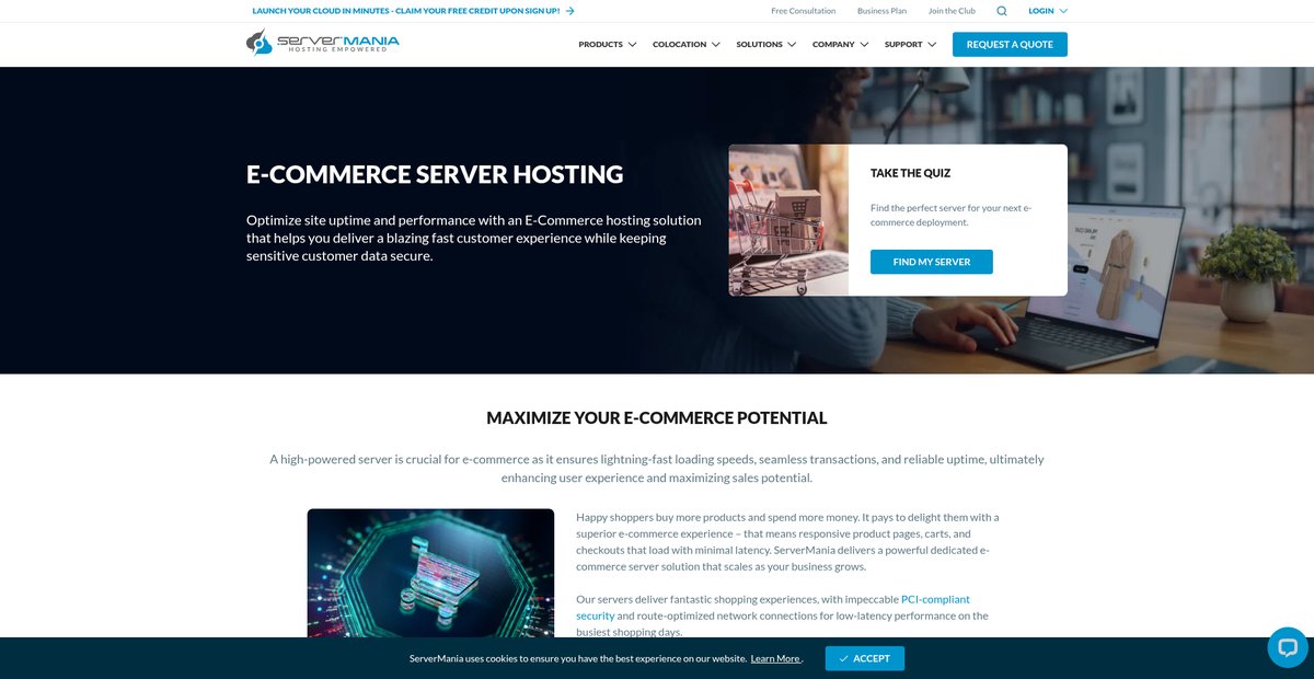 eCommerce Server Hosting Solutions | ServerMania Screenshot