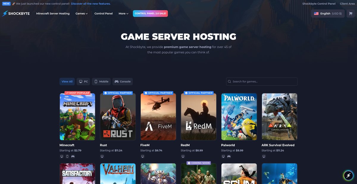 Game Server Hosting Screenshot
