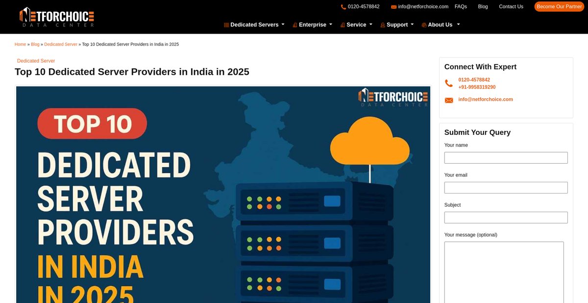 Top 10 Dedicated Server Providers in India in 2025 Screenshot