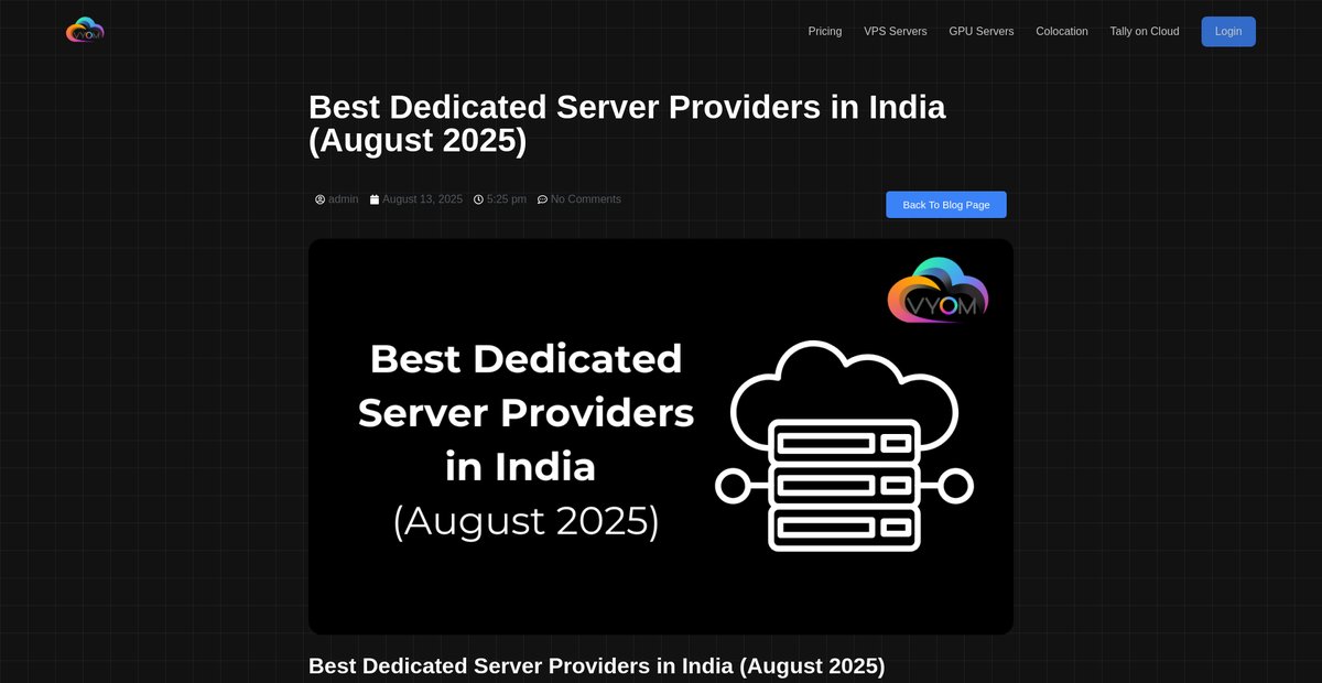 Best Dedicated Server Providers in India (August 2025) Screenshot