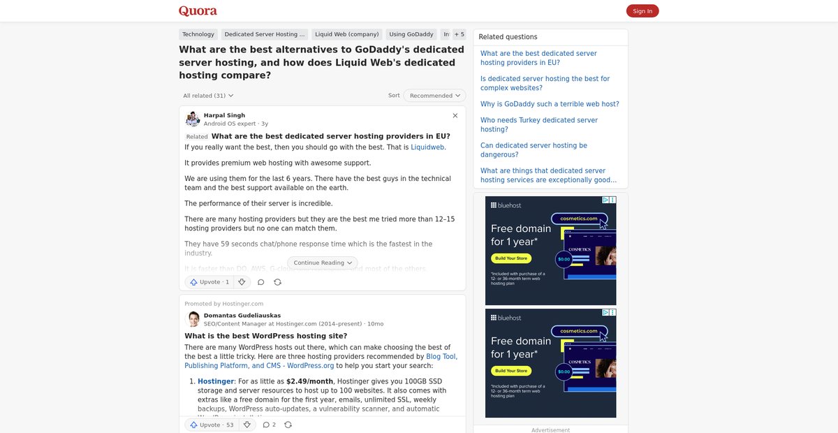 What are the best alternatives to GoDaddy's dedicated ... Screenshot