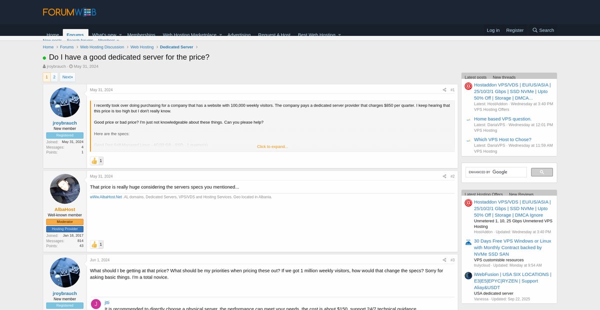 Do I have a good dedicated server for the price? Screenshot