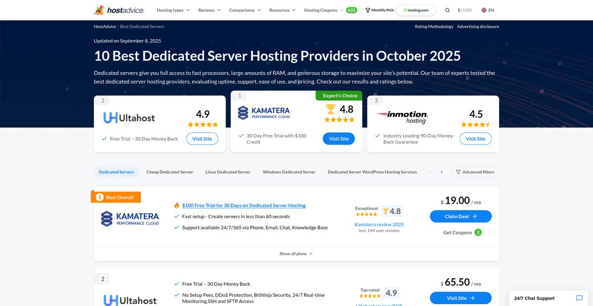 Best Dedicated Server Hosting: 10 Reliable Picks (2025) Screenshot
