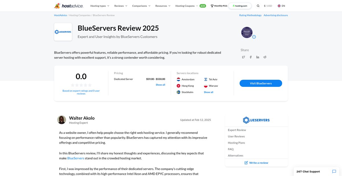 BlueServers Review (2025): Expert Analysis and User Insights Screenshot