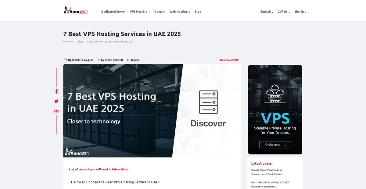 7 Best VPS Hosting Services in UAE 2025 Screenshot