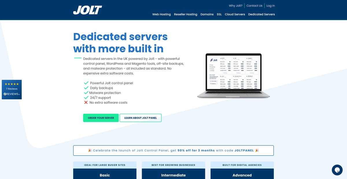 UK Dedicated Servers | 5* Hosting from the UK's Best - Jolt.co.uk Screenshot