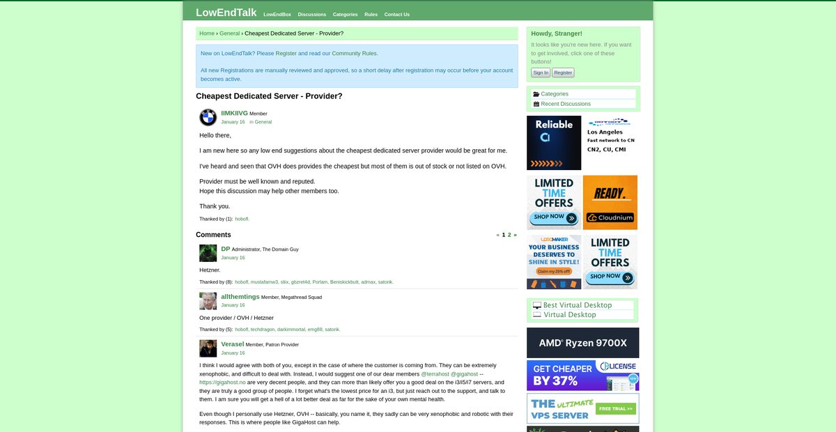 Cheapest Dedicated Server - Provider? Screenshot