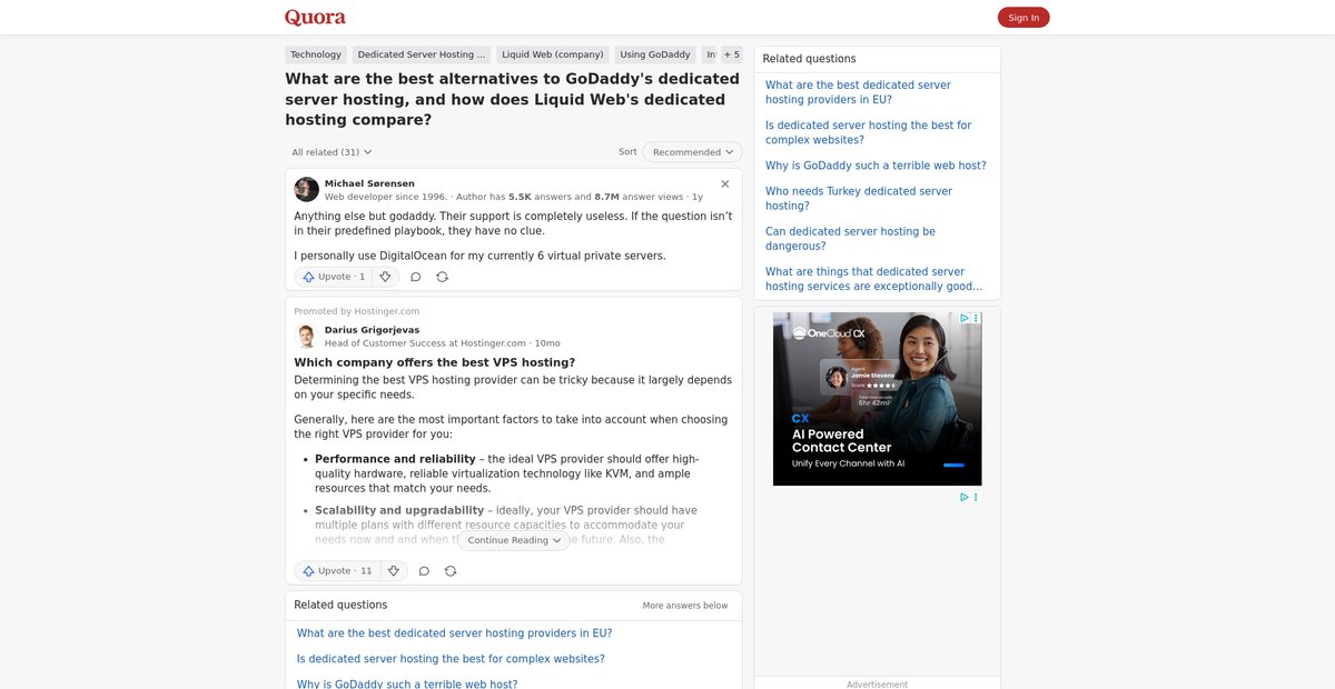 What are the best alternatives to GoDaddy's dedicated ... Screenshot