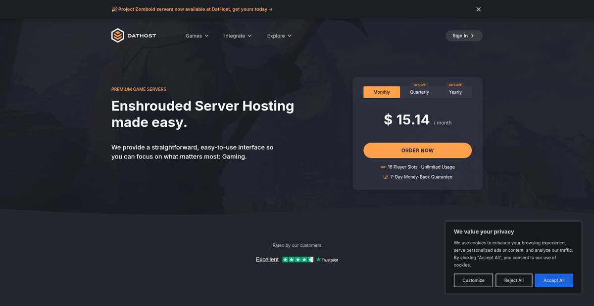Easy-To-Use Enshrouded Server Hosting Screenshot