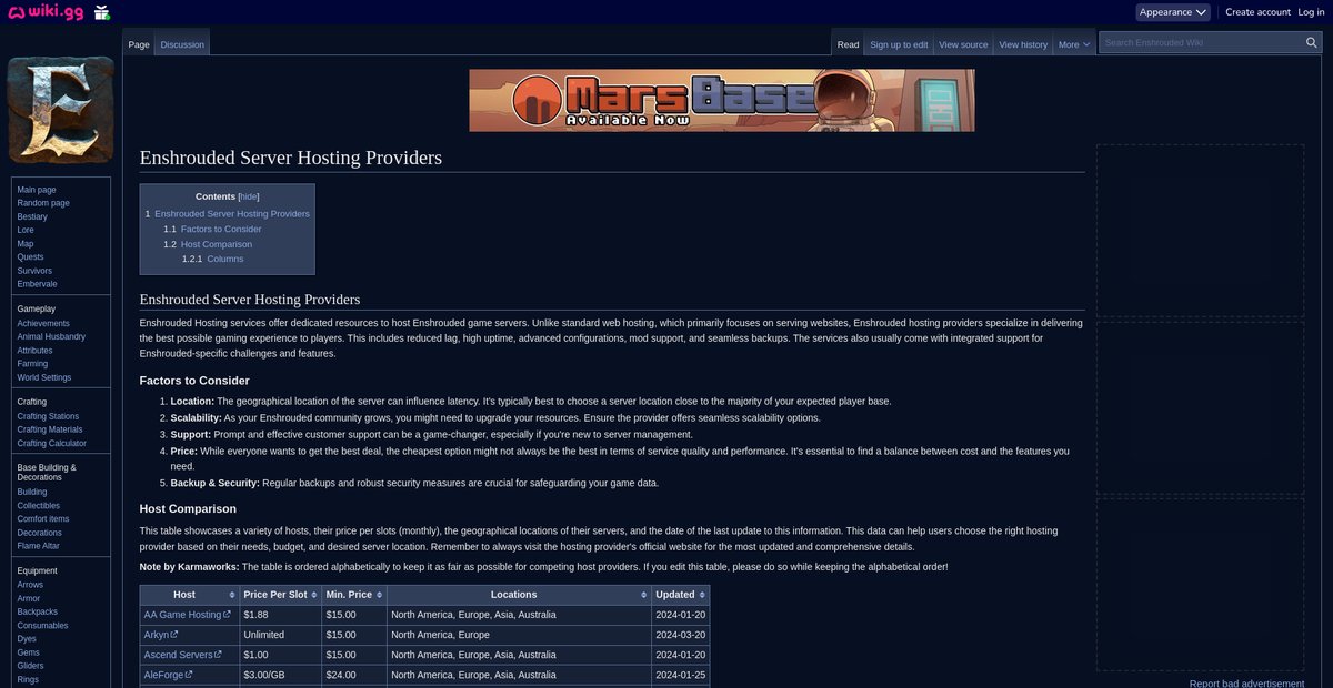 Enshrouded Server Hosting Providers Screenshot