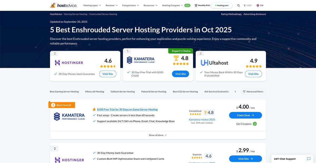 5 Best Enshrouded Server Hosting Providers (Oct 2025) Screenshot