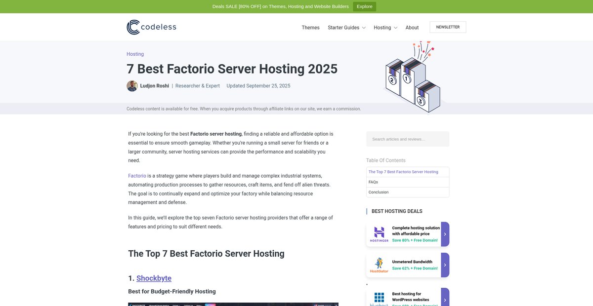 7 Best Factorio Server Hosting 2025 - Codeless Screenshot