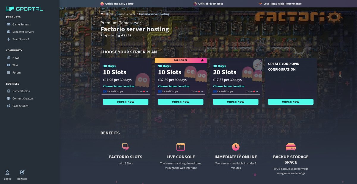 Factorio server hosting ➜ Rent your g-portal.com Gameserver Screenshot