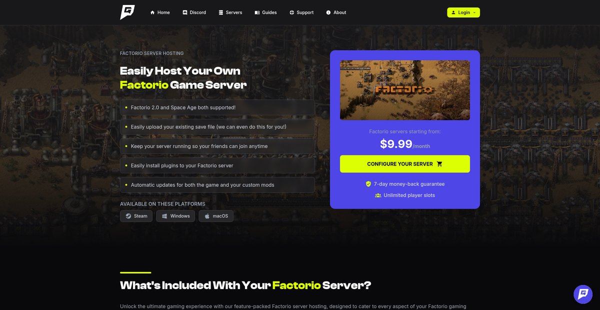 Factorio Server Hosting - Game Host Bros Screenshot