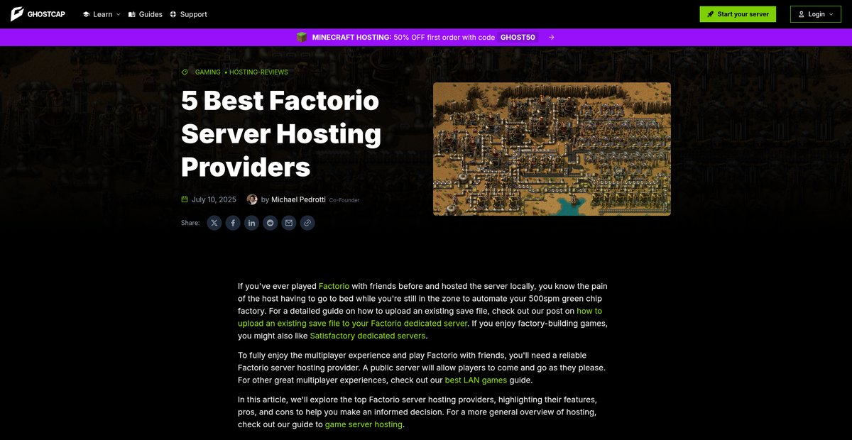 5 Best Factorio Server Hosting Providers Screenshot