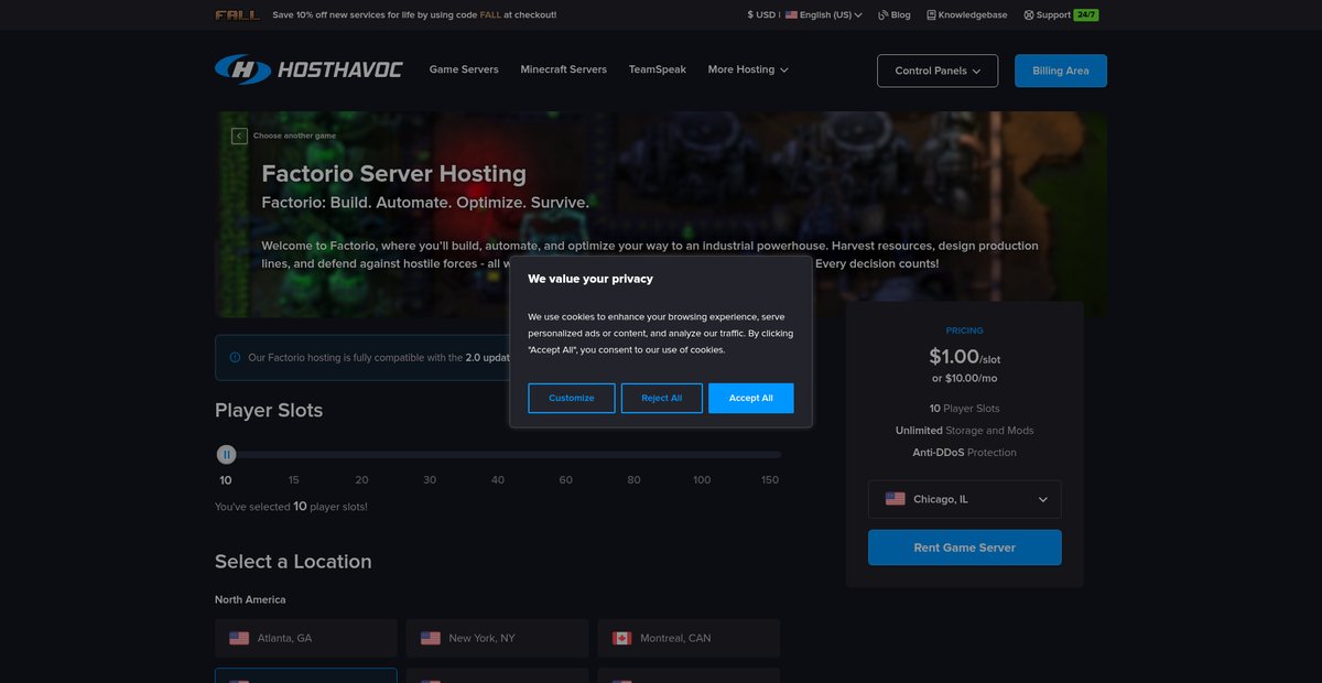 Factorio Server Hosting | Host Havoc Screenshot