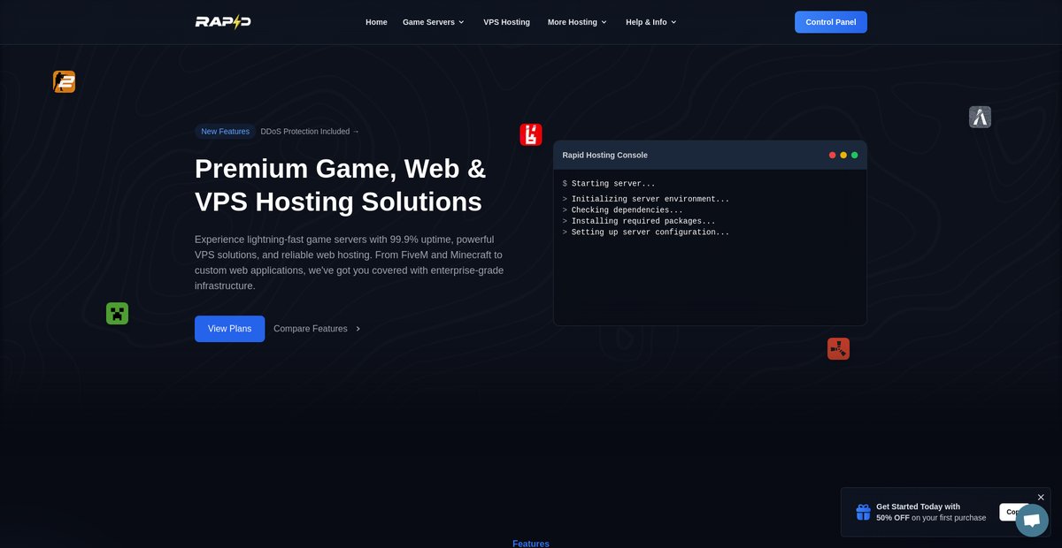 Rapid Hosting LLC - Premium Server Hosting Screenshot