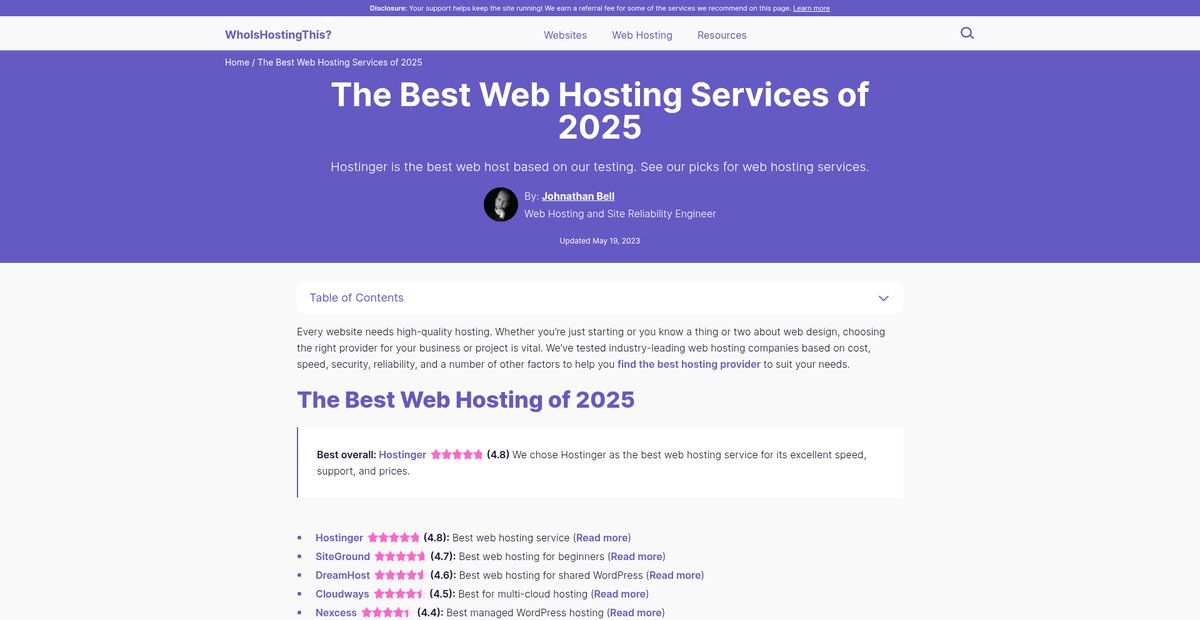 The Best Web Hosting Services of 2025 Screenshot