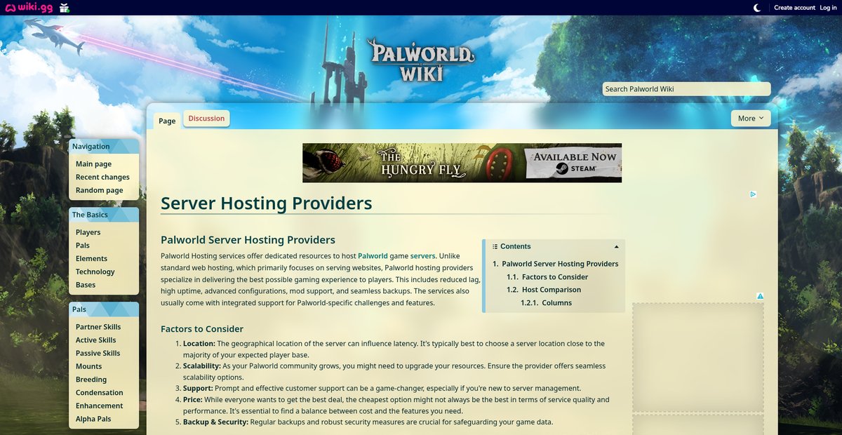 Server Hosting Providers - The Palworld Wiki Screenshot