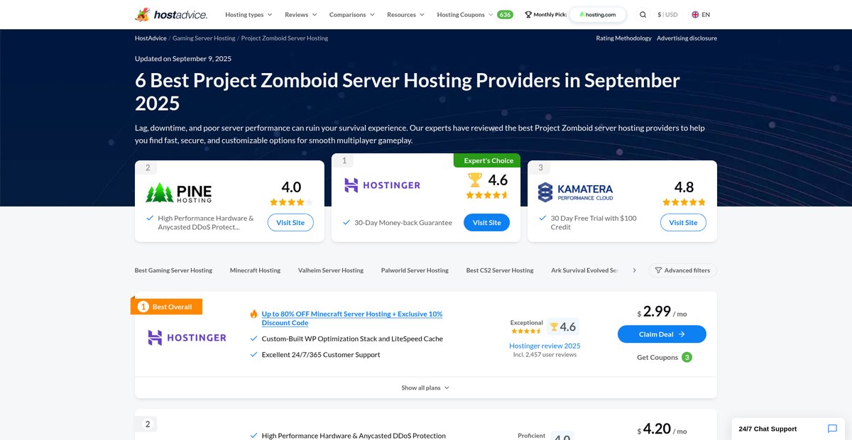 6 Best Project Zomboid Server Hosting Providers (Sep 2025) Screenshot